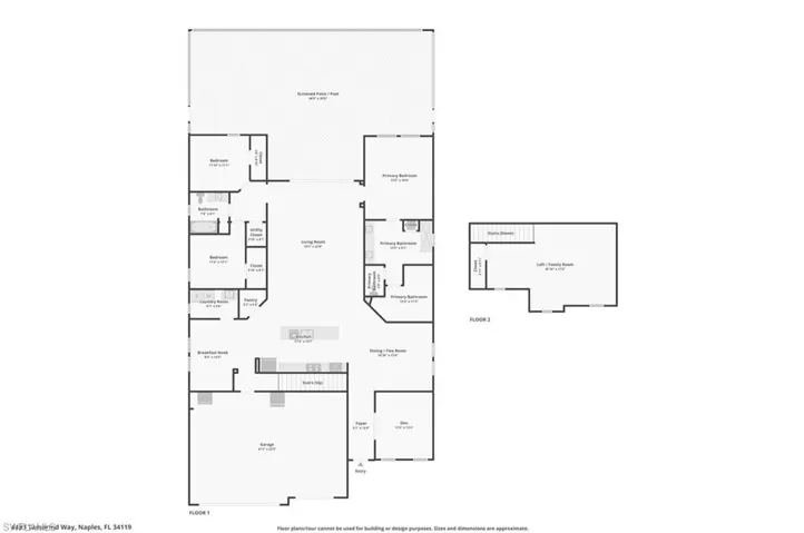 2 story floor plan including spaciousmuostairs bonus loft of the Genoa II  favorable layout complete with downstairs primary en-suite.