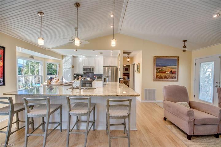 Kitchen with large dining counter