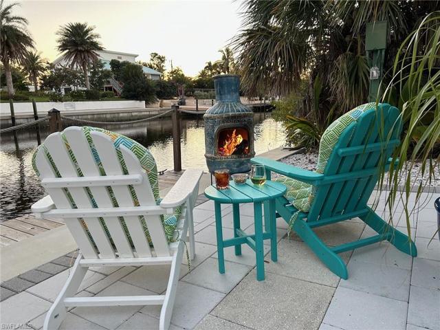 Dock seating area with fire pit