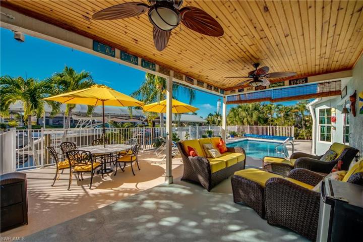 Lanai with custom wood ceilings