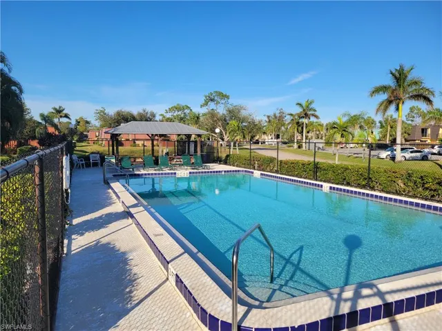 View of pool featuring a gazebo
