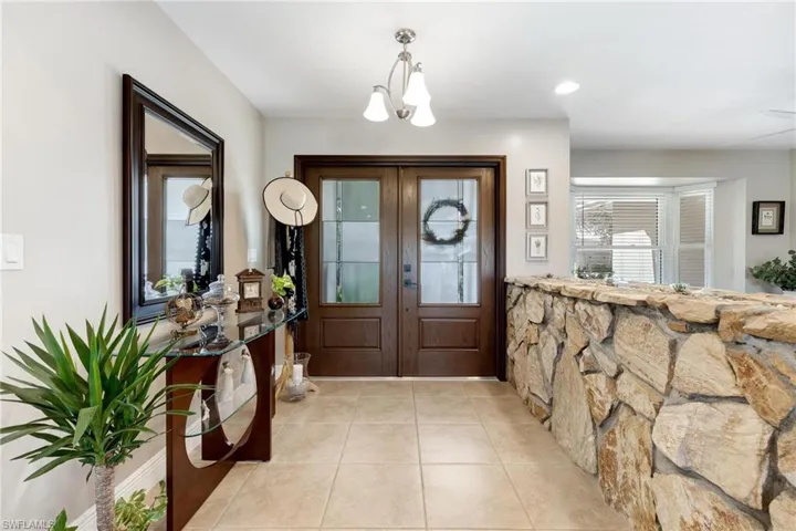 Ceramic tiles greet you at the front door.