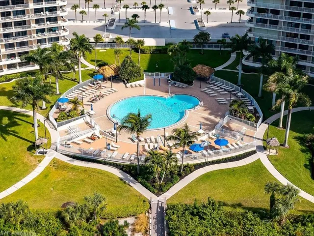 Aerial view of a pool area