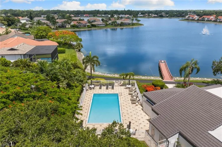 Community pool area in a peaceful setting