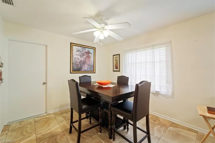 Dining area featuring ceiling fan