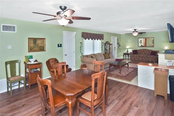 Dining area into living area