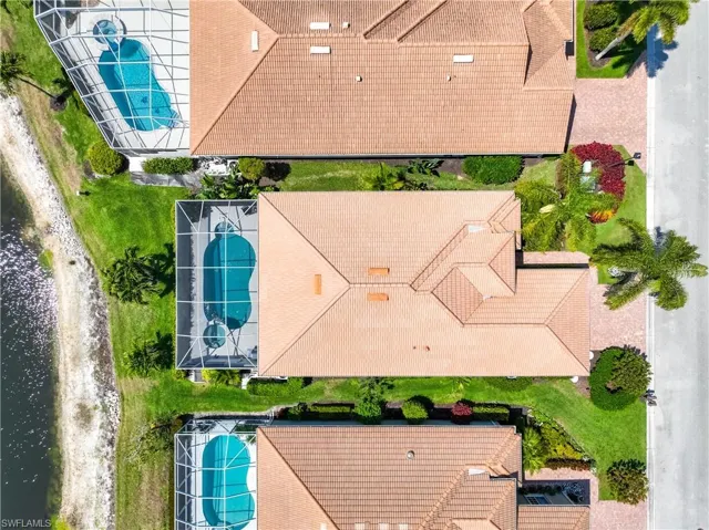 Drone / aerial view of a pool