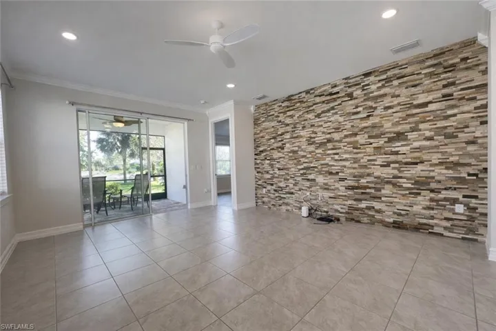 Living Area with Custom tile wall
