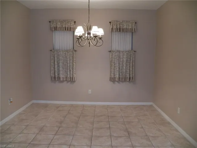 Dining room with light fixture