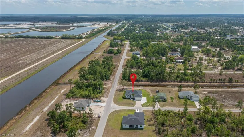 Bird's eye view of a nearby body of water