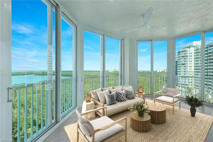 Virtually Staged Sun room with beautiful views of the Gulf and Turkey Bay