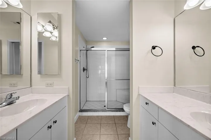 Primary bathroom with dual sinks
