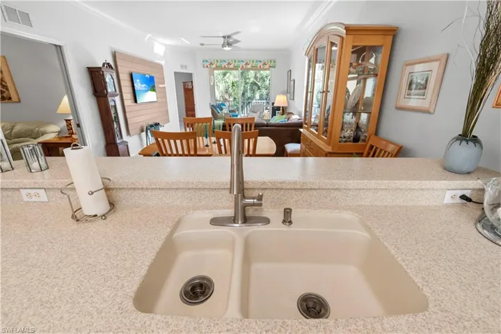 Dual basin sink with Corian countertops