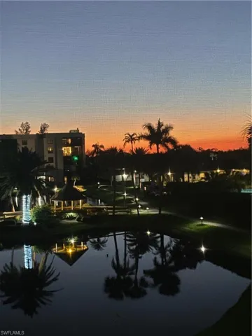 Evening view of courtyard.