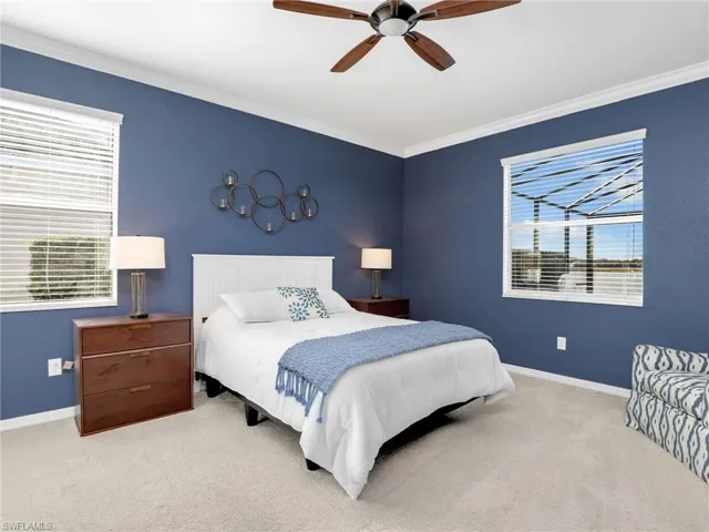 Primary bedroom with lake views