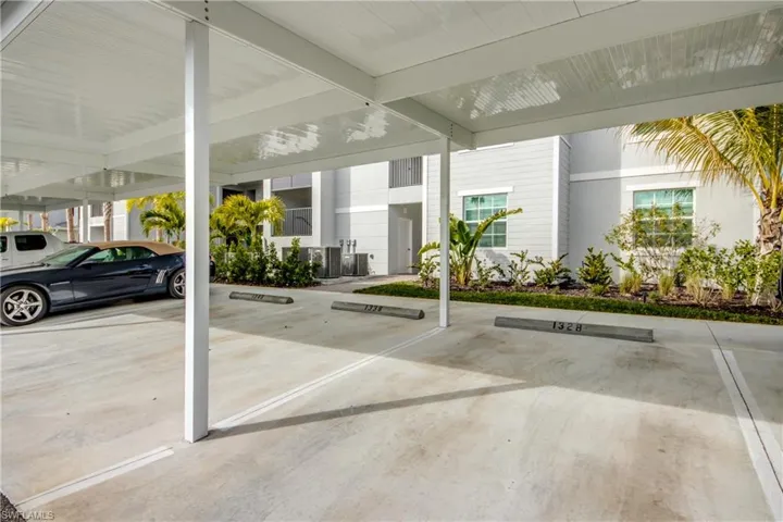 View of covered parking lot