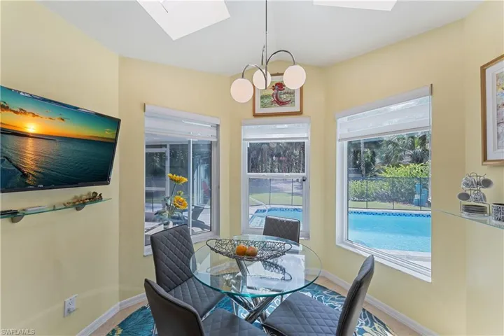 Dining area with a skylight