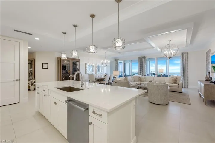 View of great room from kitchen area.