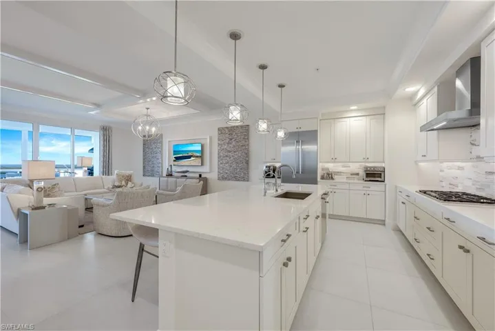Enjoy the spectacular view while preparing a meal or while lounging in the living/dining area.