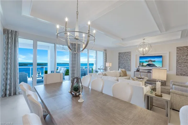 The living area is spacious, cozy and delivers a spectacular view of the Bay and Gulf.