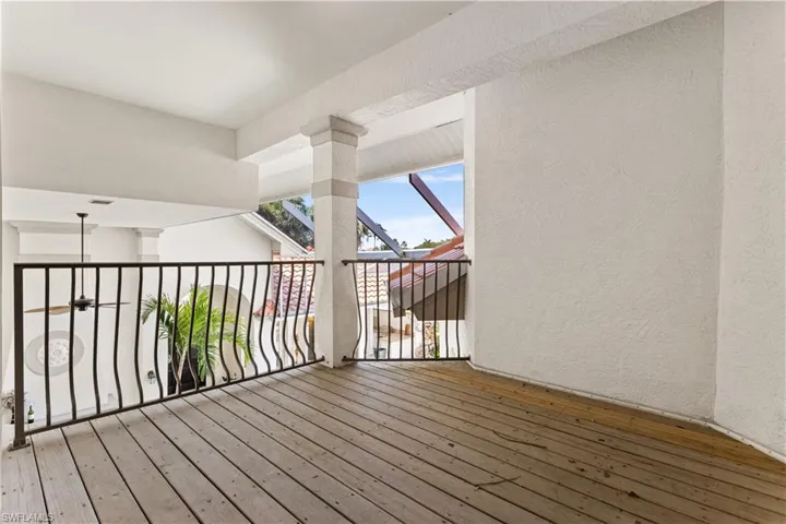 The balcony off of the 2nd bedroom overlooks the courtyard.