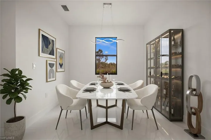 Dining area with baseboards