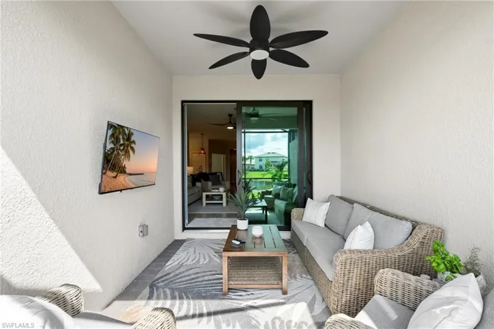 Covered lanai with ceiling fan