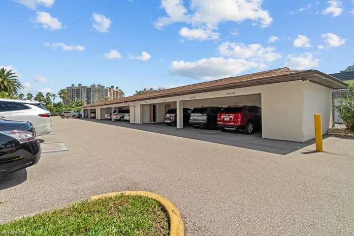 View of partially covered parking lot