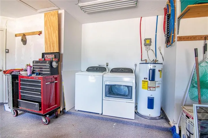 Laundry area in the garage.