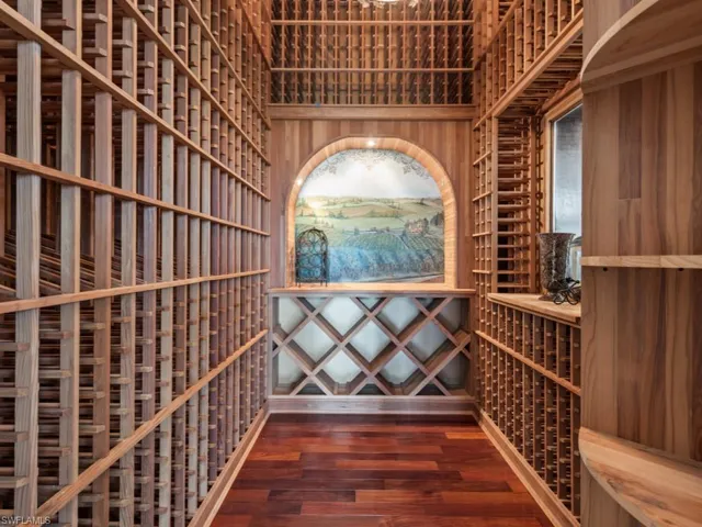 Wine cellar featuring wood finished floors