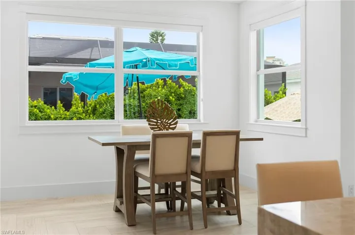 Dining area featuring light parquet flooring and plenty of natural light