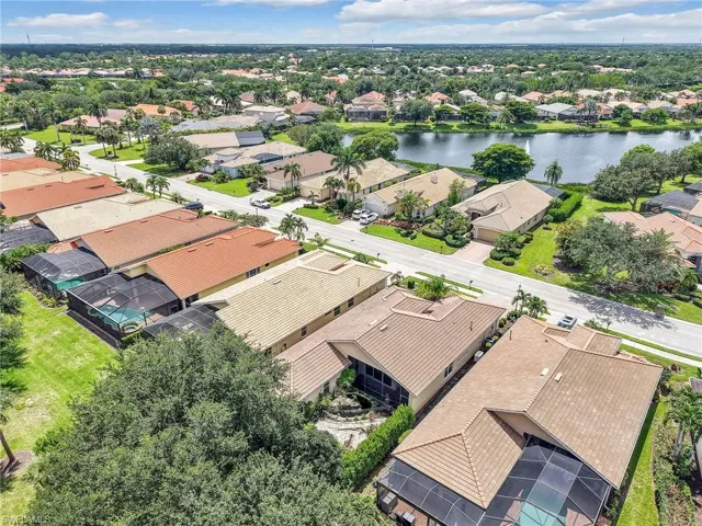 Aerial perspective of suburban area