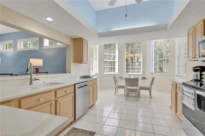 Kitchen into dining area