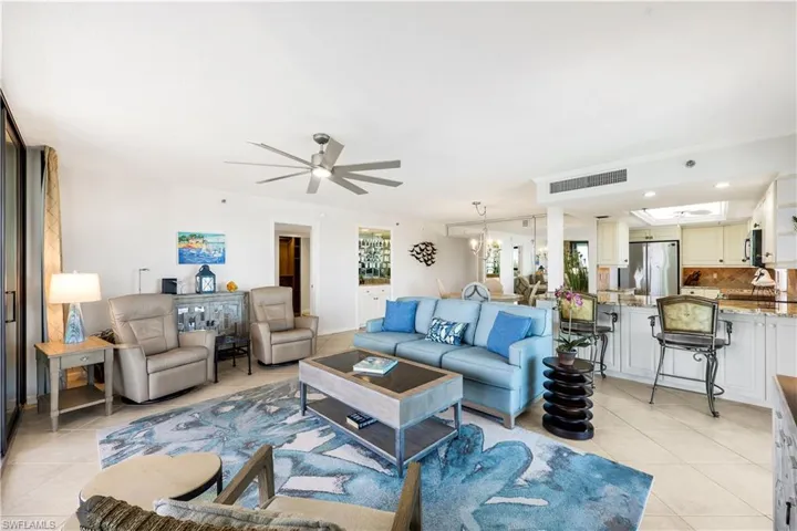 Stunning Living Room With Open Dining and Kitchen Floor Plan