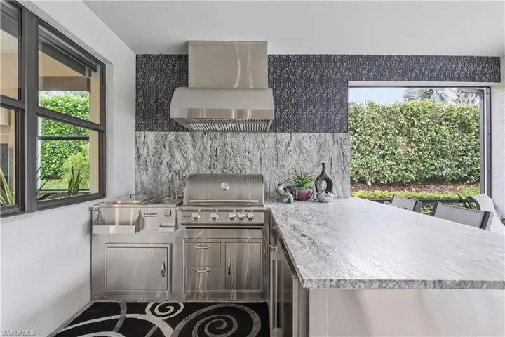 One Of The More Amazing Outdoor Kitchens w/Leather Top Granite Counter
