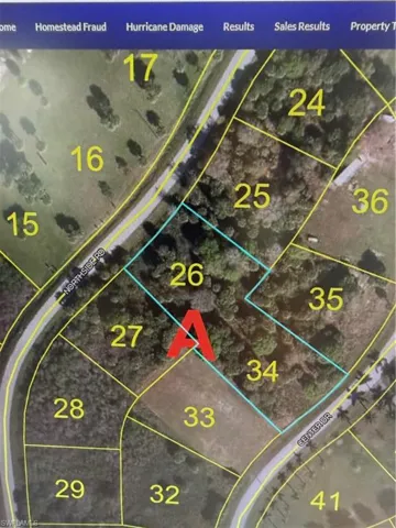 Aerial overview of property's location with property parcel outlined