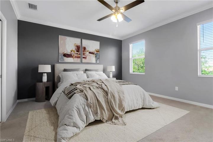 Primary Bedroom has been Virtually Staged to showcase potential furniture design layout.
