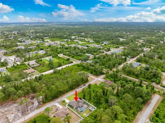 Aerial view with a view of trees