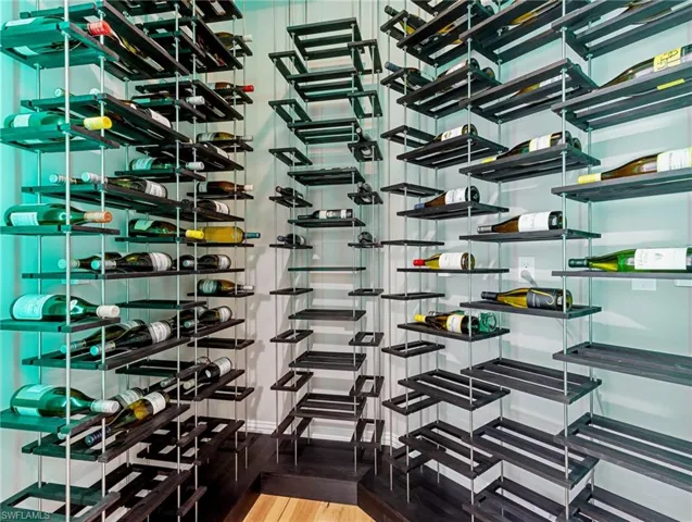 Wine cellar featuring hardwood / wood-style flooring