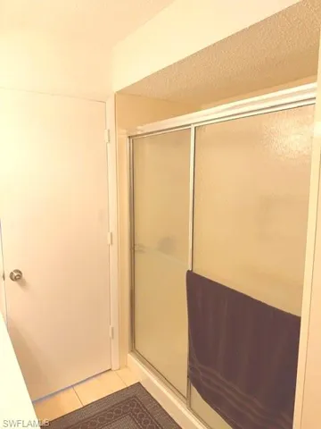 View of walk in shower in master bathroom.