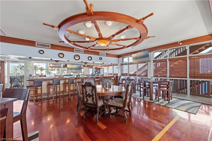 Dining area with hardwood / wood-style flooring and plenty of natural light