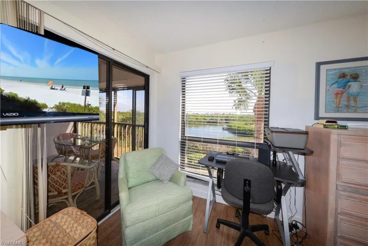 Home office in Primary Bedroom featuring a water view