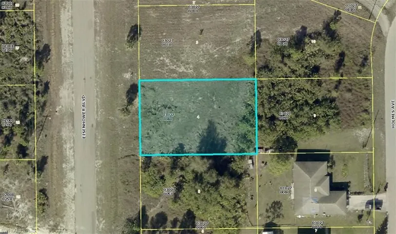 Aerial overview of property's location with property boundaries highlighted