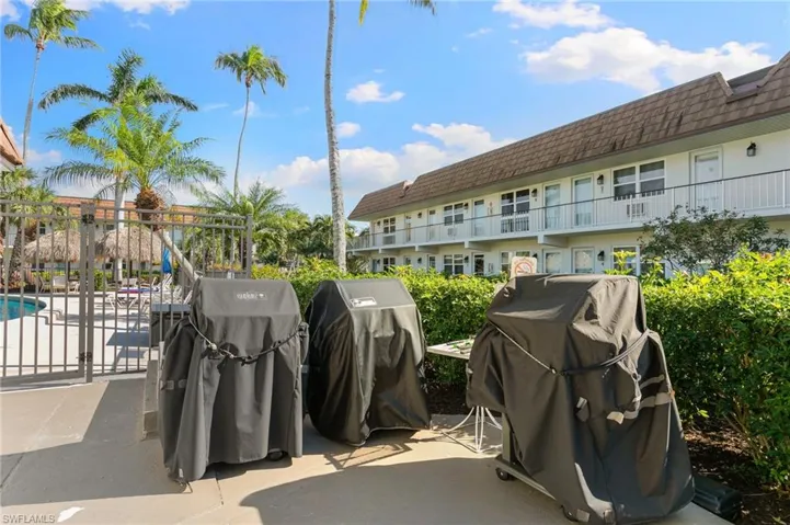 View of patio with grilling area