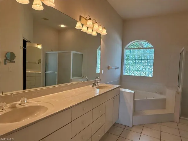 Master Bathroom with double vanity sink.