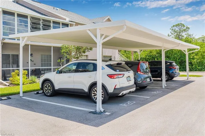 View of covered parking lot