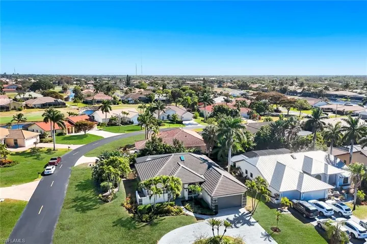 Aerial perspective of suburban area
