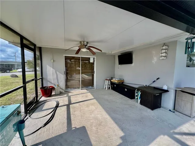Covered area for shade and entertaining by the pool