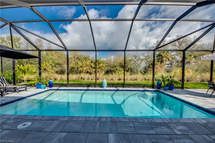 View of pool featuring a lanai and a patio