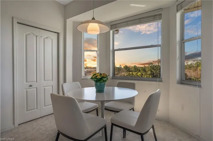 View of tiled dining room